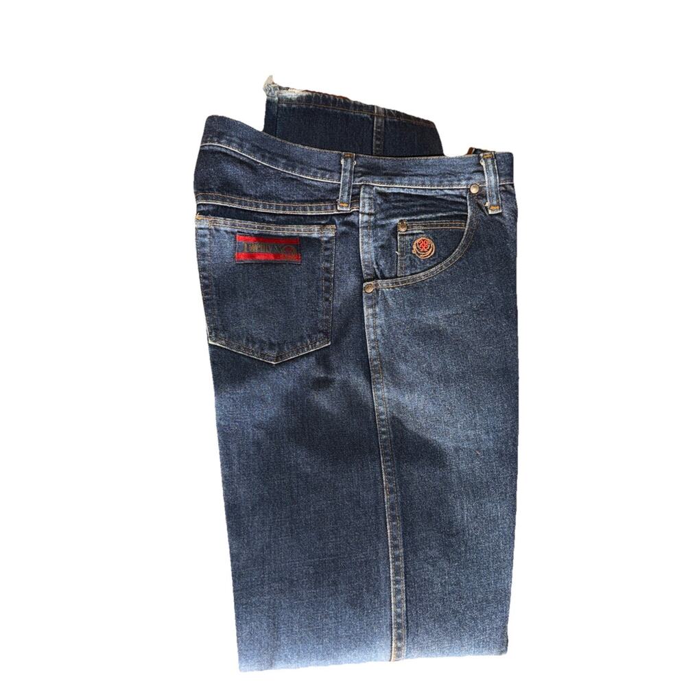 Wrangler 20X Jeans Mens 30x34 Dk Blue Slim Relaxed Straight Denim Heavy Starch